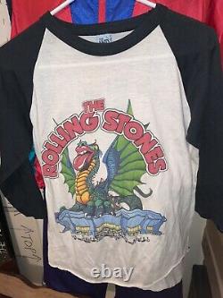 Vintage 1981 Rolling Stones Tour 3/4 Manches Maillot De Baseball 80s Band Tee Large