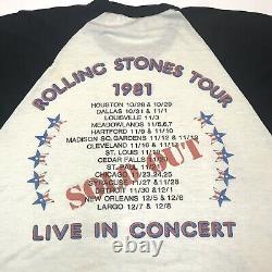 Vintage 1981 Rolling Stones Tour 50/50 Raglan Baseball Shirt Large 80s Band Tee