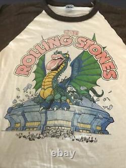 Vintage 1981 Rolling Stones Tour 50/50 Raglan Baseball Shirt Large 80s Nola