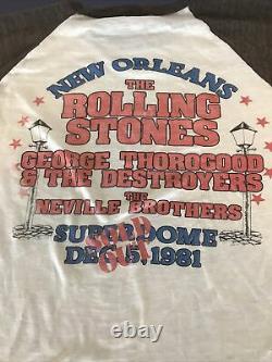 Vintage 1981 Rolling Stones Tour 50/50 Raglan Baseball Shirt Large 80s Nola