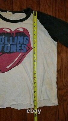 Vintage 1981 The Rolling Stones Thin Raglan Shirt Size Grand Beige/gray
