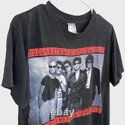 Vintage 1989 Le Rolling Stones Steel Wheels Tour T-shirt Noir Homme Taille L