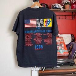 Vintage 1989 Rolling Stones Concert Band Tee Shirt Single Stitch Taille L