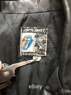 Vintage 1989 Rolling Stones Steel Wheels Leather Tour Jacket Taille Moyenne Vtg