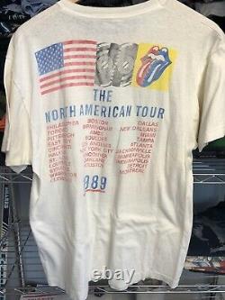 Vintage 1989 Rolling Stones Steel Wheels North American Tour Shirt Rare L White