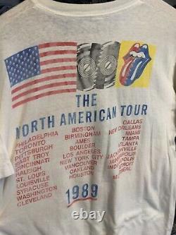 Vintage 1989 Rolling Stones Steel Wheels North American Tour Shirt Rare L White
