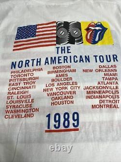 Vintage 1989 Rolling Stones Steel Wheels North American Tour Shirt Rare White