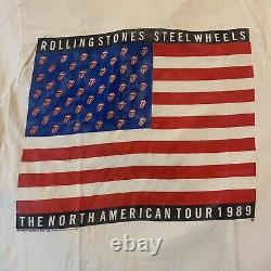 Vintage 1989 Rolling Stones Steel Wheels North American Tour Shirt Taille XL Rare