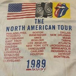 Vintage 1989 Rolling Stones Steel Wheels North American Tour Shirt Taille XL Rare