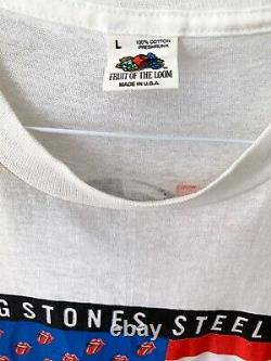 Vintage 1989 Rolling Stones Steel Wheels North American Tour T-shirt Non Utilisé
