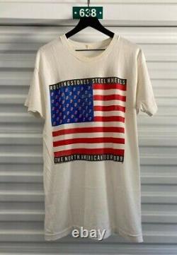 Vintage 1989 Rolling Stones Steel Wheels North American Tour T-shirt Rare Taille L