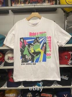 Vintage 1989 Rolling Stones Steel Wheels Sold Out Tour T-shirt Taille Adulte Grand