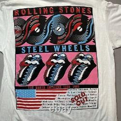 Vintage 1989 Rolling Stones Steel Wheels Tour Concert Tee Shirt 2 Sided
