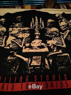 Vintage 1994-95 Rolling Stones Tee Squelette Voodoo Lounge Visite T-shirt XL Euc
