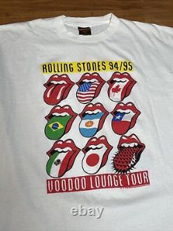 Vintage 1994/95 Rolling Stones Voodoo Lounge Band Tour T Shirt Sz XL White