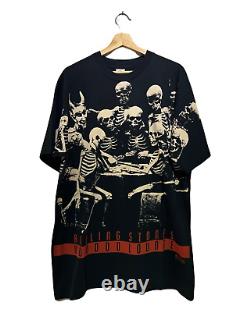 Vintage 1994 Le Rolling Stones Voodoo Lounge T-shirt avec des motifs de squelettes