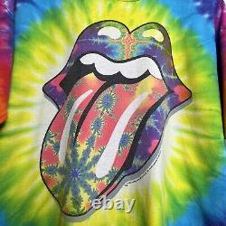Vintage 1994 Rolling Stones Acid Tie Tye Shirt Liquid Blue USA