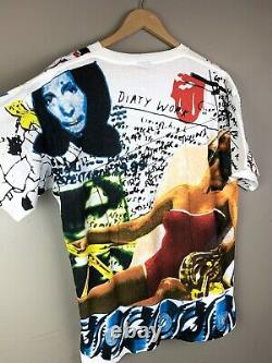 Vintage 1994 Rolling Stones Brockum All Over Imprimer T-shirt Single Stitch Taille XL