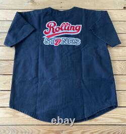Vintage 1994 Rolling Stones Brockum Hommes Button Up Jersey Chemise Sz XL Noir N8