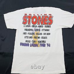 Vintage 1994 Rolling Stones Voodoo Lounge Tour Blanc T-shirt Taille Grand USA