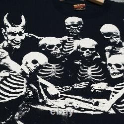 Vintage 1994 Rolling Stones Voodoo Lounge Tour Chemise Skeletons Playing Poker XL