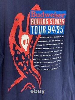Vintage 1994 Rolling Stones Voodoo Lounge Tour Tee Taille Grand Brockum Budweiser