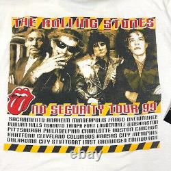 Vintage 1999 Rolling Stones Pas De Tour De Sécurité Concert Tee T Shirt Taille XL Rare