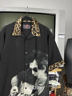 Vintage 2002 La chemise à boutons The Rolling Stones Dragonfly avec fourrure léopard