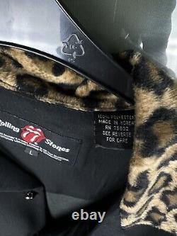 Vintage 2002 La chemise à boutons The Rolling Stones Dragonfly avec fourrure léopard
