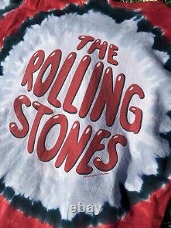 Vintage 2002 Rolling Stones Tie Bande De Teinture Tee Liquid Blue Pink Floyd Metallica