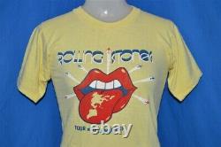 Vintage 70s Rolling Stones 1975 Tour De Xs T-shirt Jaune Rock Amériques