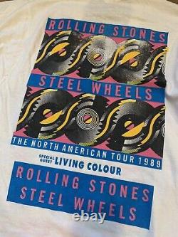 Vintage 80s 1989 Rolling Stones Steel Wheels Bootleg Tour Concert Chemise Graphique