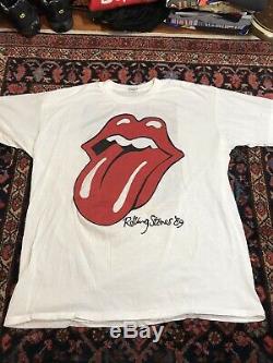 Vintage 80s Rolling Stones 1989 Tournée Nord-américaine T-shirt Jantes En Acier Blanc