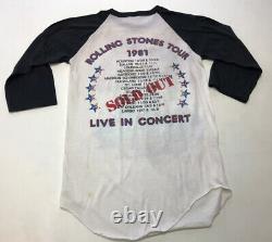 Vintage 80s Rolling Stones Nos 1981 Tour Chemise T-shirt World Tour Small