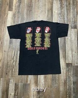 Vintage 90s Rolling Stones 94/95 North American Tour T Shirt Noir Taille Homme L