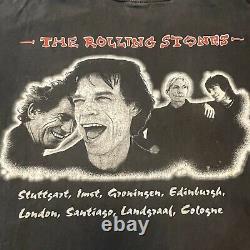 Vintage 90s Rolling Stones T-shirt European Tour Rock Band Taille Grand Caricature