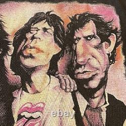 Vintage 90s Rolling Stones T-shirt European Tour Rock Band Taille Grand Caricature
