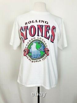 Vintage 90s Rolling Stones T-shirt White XL Voodoo Lounge Tour Point Unique
