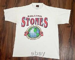 Vintage 90s Rolling Stones T-shirt White XL Voodoo Lounge Tour Point Unique
