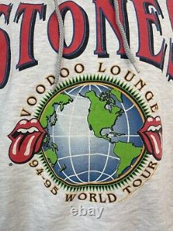 Vintage 90s Rolling Stones Voodoo Lounge World Tour Hoodie Taille XL Brockum USA
