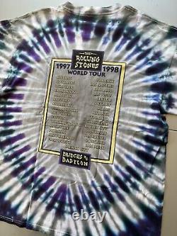 Vintage 90s The Rolling Stones Bridges To Babylon Tour Band Tie Dye Shirt Sz XL