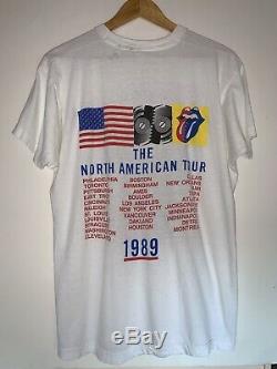 Vintage Authentique Rolling Stones 1989 Steel Wheels Tour Concert T-shirt Sz XL