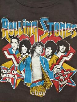 Vintage Blk Duplex Impression Coton Rolling Stones'78 Tour