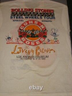 Vintage Concert Tee Rolling Stones Steel Wheels Tour 1989 Guns N Roses Taille XL