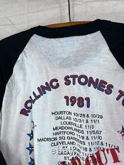 Vintage Le Rolling Stones 1981 Sold Out Tour Stadium Dragon Raglan T-Shirt Taille M