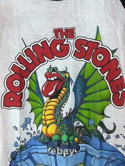 Vintage Le Rolling Stones 1981 Sold Out Tour Stadium Dragon Raglan T-Shirt Taille S