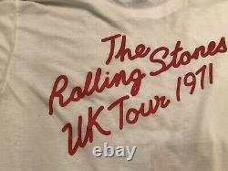 Vintage Les Rolling Stones Shirt 1971 Uk 3d Tour Rare Emblème 3d Tag Bande T L