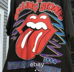 Vintage Nouveau 90s Rolling Stones Voodoo Lounge Tour Tshirt Noir XL Single Stitch