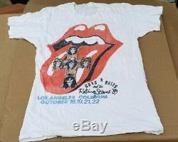 Vintage Original Guns N Roses & Rolling Stones La Concert Tour 1989 T-shirt Rare