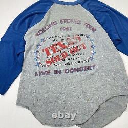 Vintage Rolling Stones 1981 World Tour Concert T-shirt Grand Texas Vendu Rare